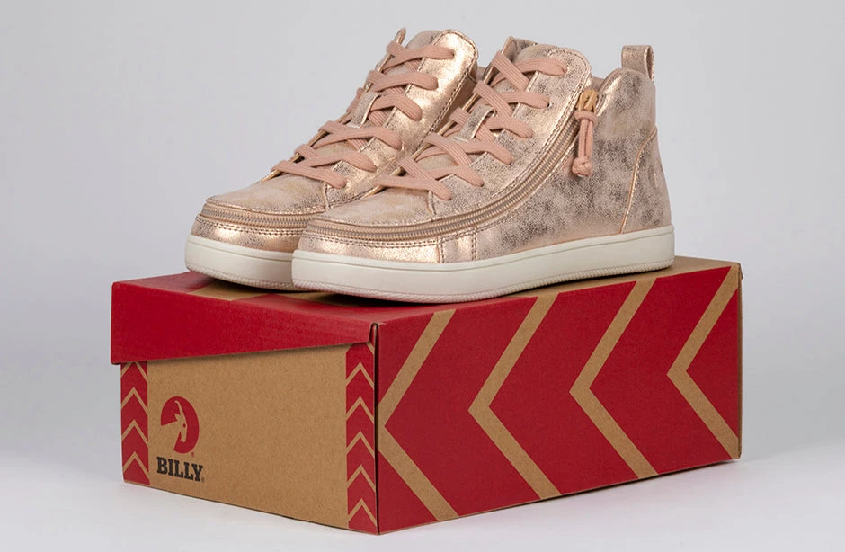 FINAL SALE - Women's Rose Gold BILLY Sneaker Lace Mid Tops - Image 6
