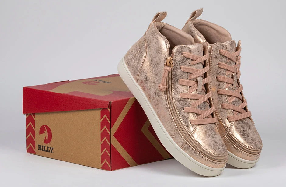 FINAL SALE - Women's Rose Gold BILLY Sneaker Lace Mid Tops - Image 7